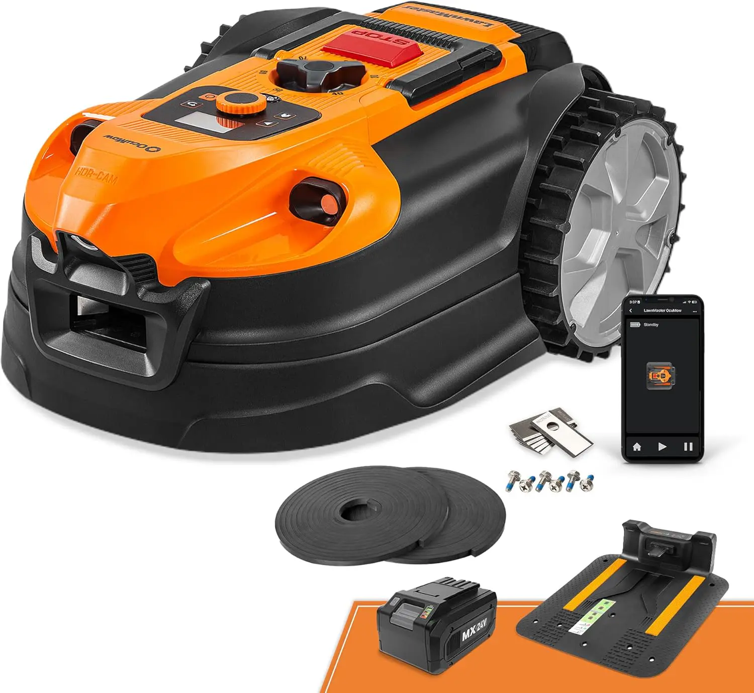 Robot tondeuse orange 100 m² vue 1