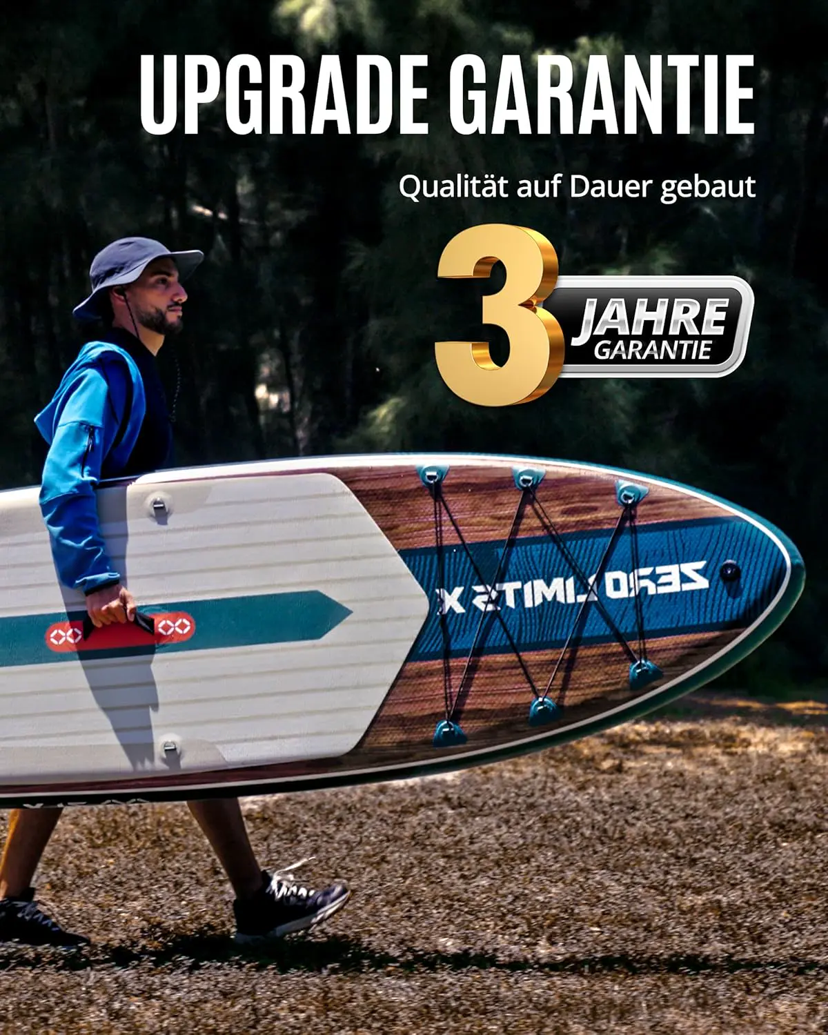 Paddle gonflable 2 places en bois vert 320 x 84cm vue 2