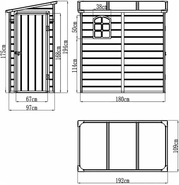 Abri de jardin en résine en résine gris 2,09 m² adossée vue 5