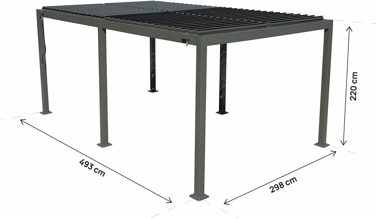 Pergola en aluminium gris 3 x 5 m vue 3