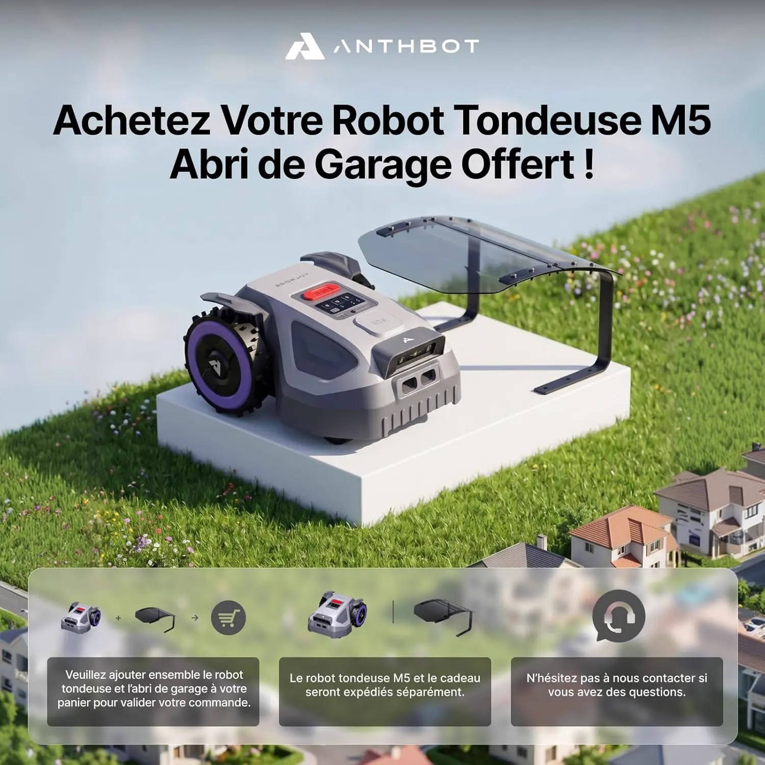 Robot tondeuse 1000 m² vue 3