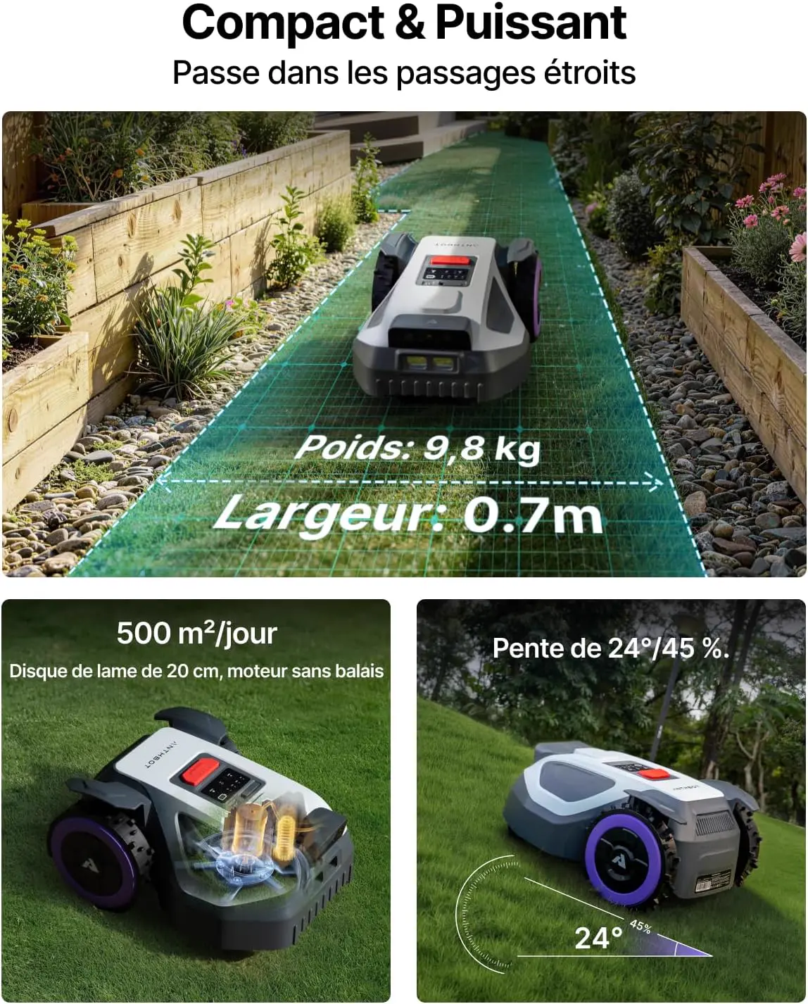 Tondeuse autoportée ANTHBOT Robot Tondeuse M9 avec abri Anti-P… vue 6