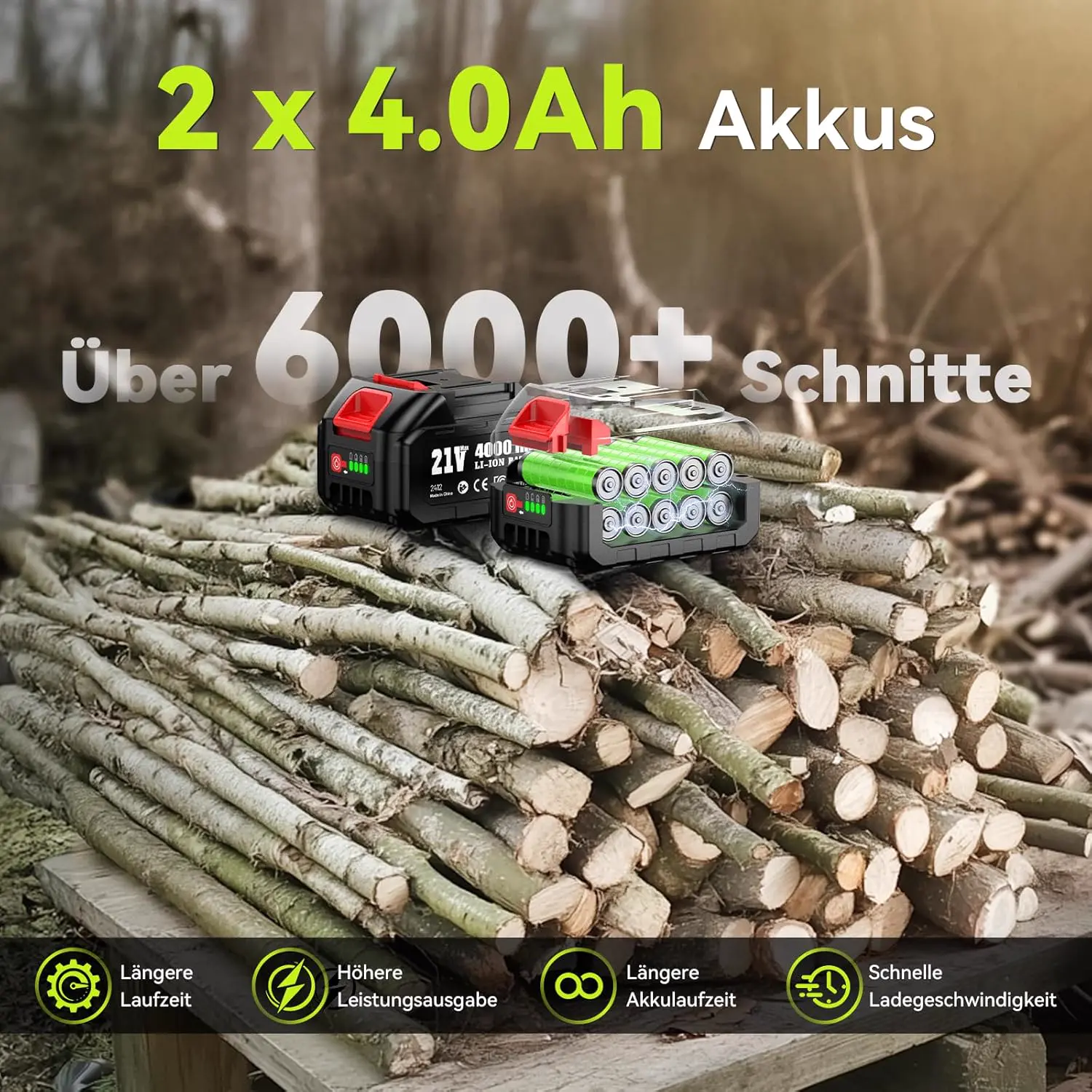 Tronçonneuse à batterie 2 x 4000 vue 3