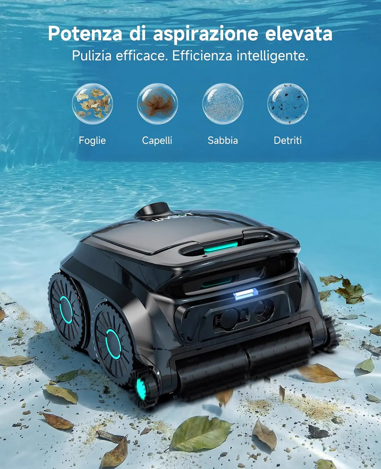 Robot piscine noir 107 m² vue 2