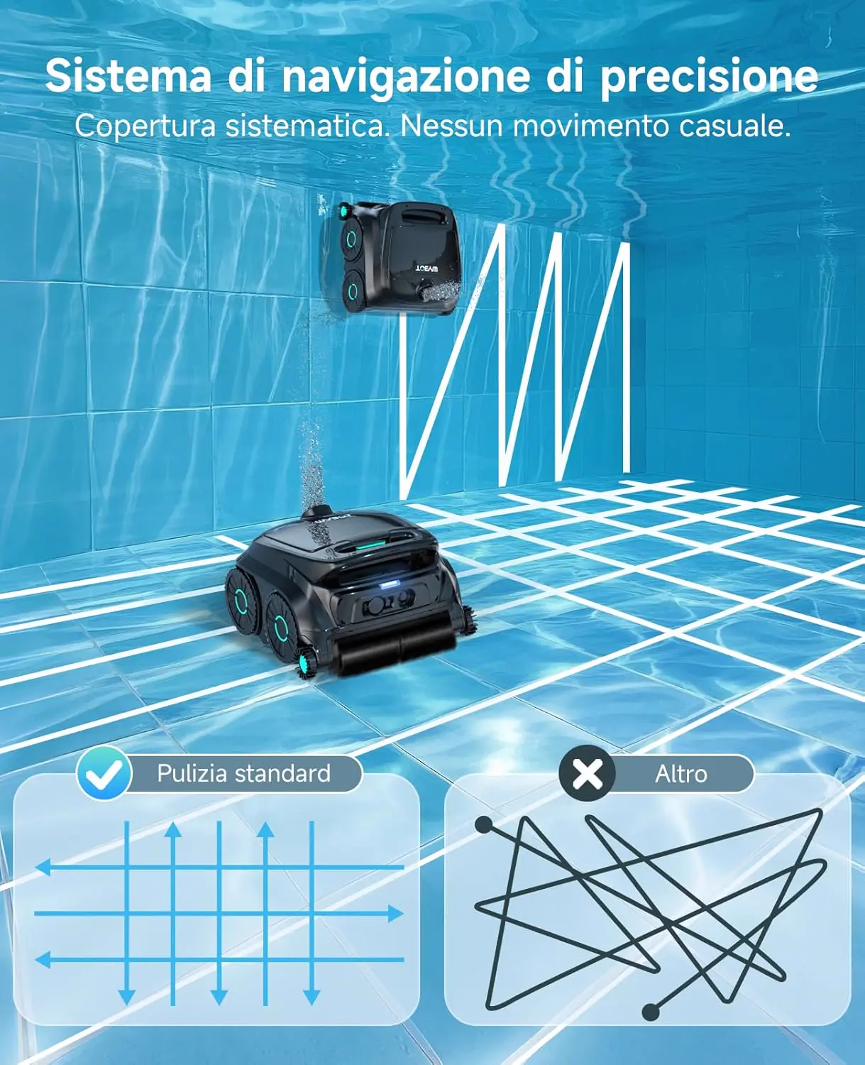 Robot piscine noir 107 m² vue 3