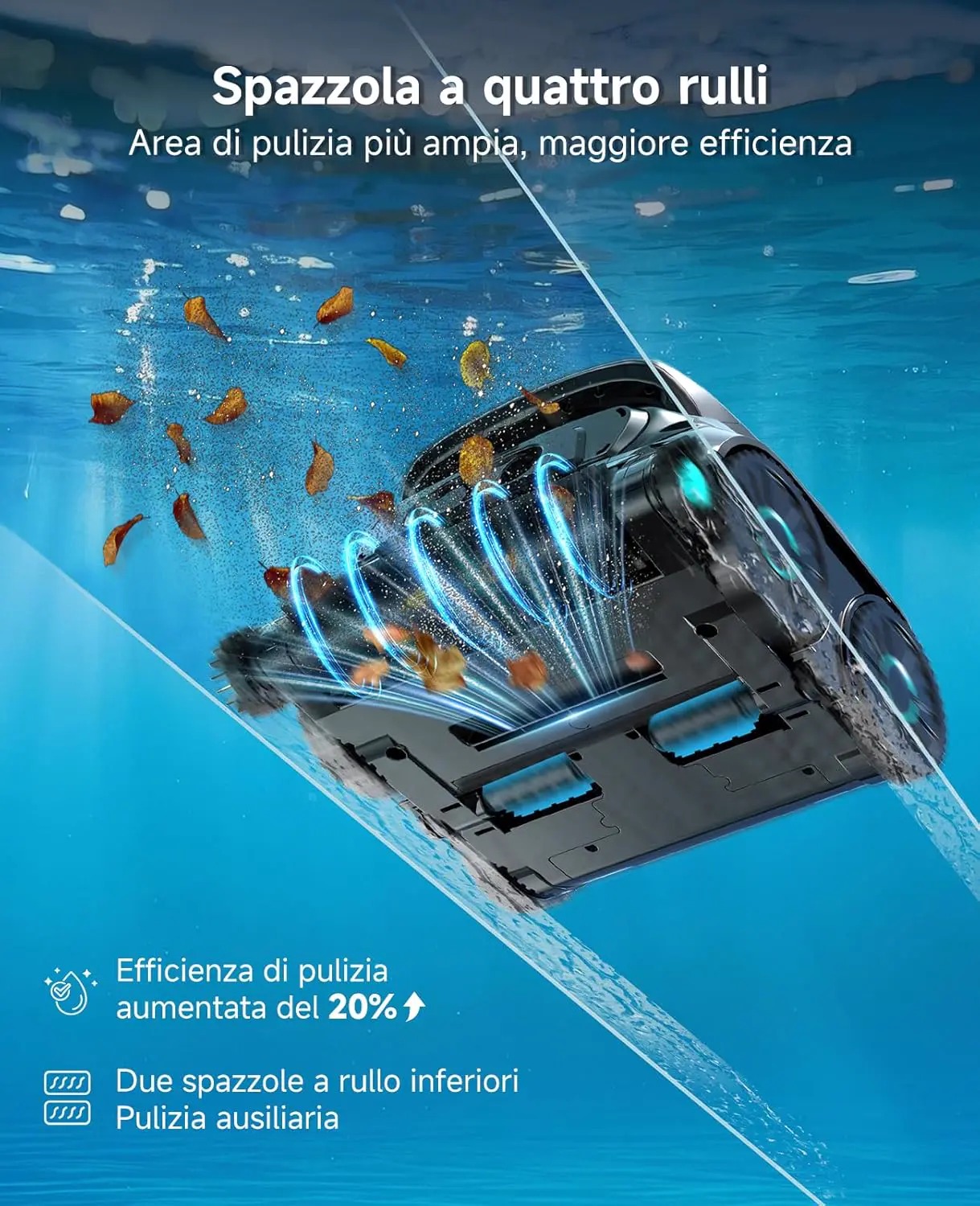 Robot piscine noir 107 m² vue 4