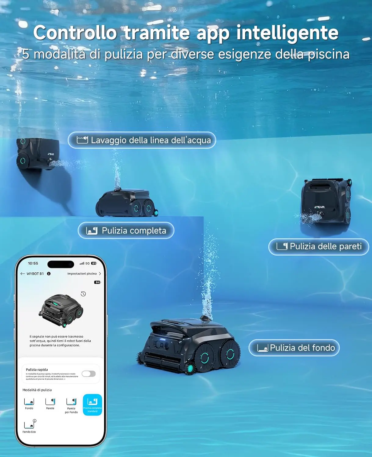 Robot piscine noir 107 m² vue 5
