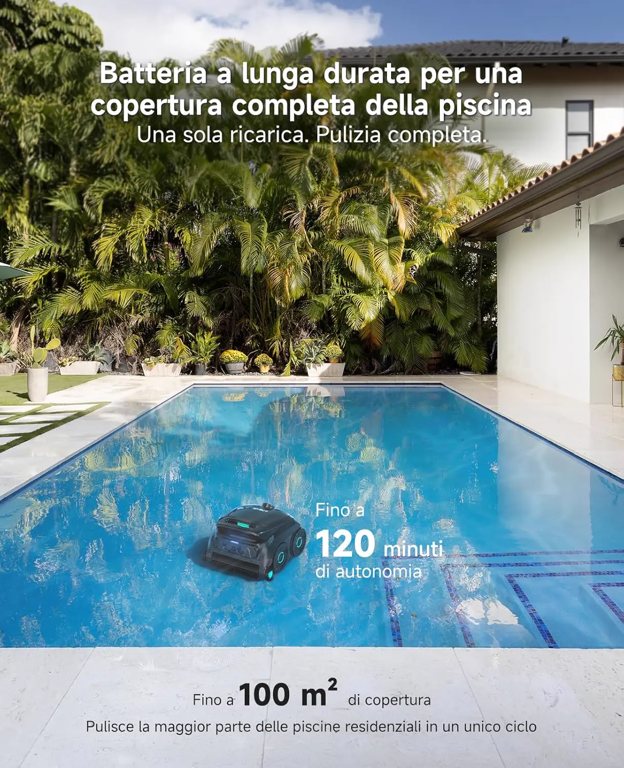 Robot piscine noir 107 m² vue 7