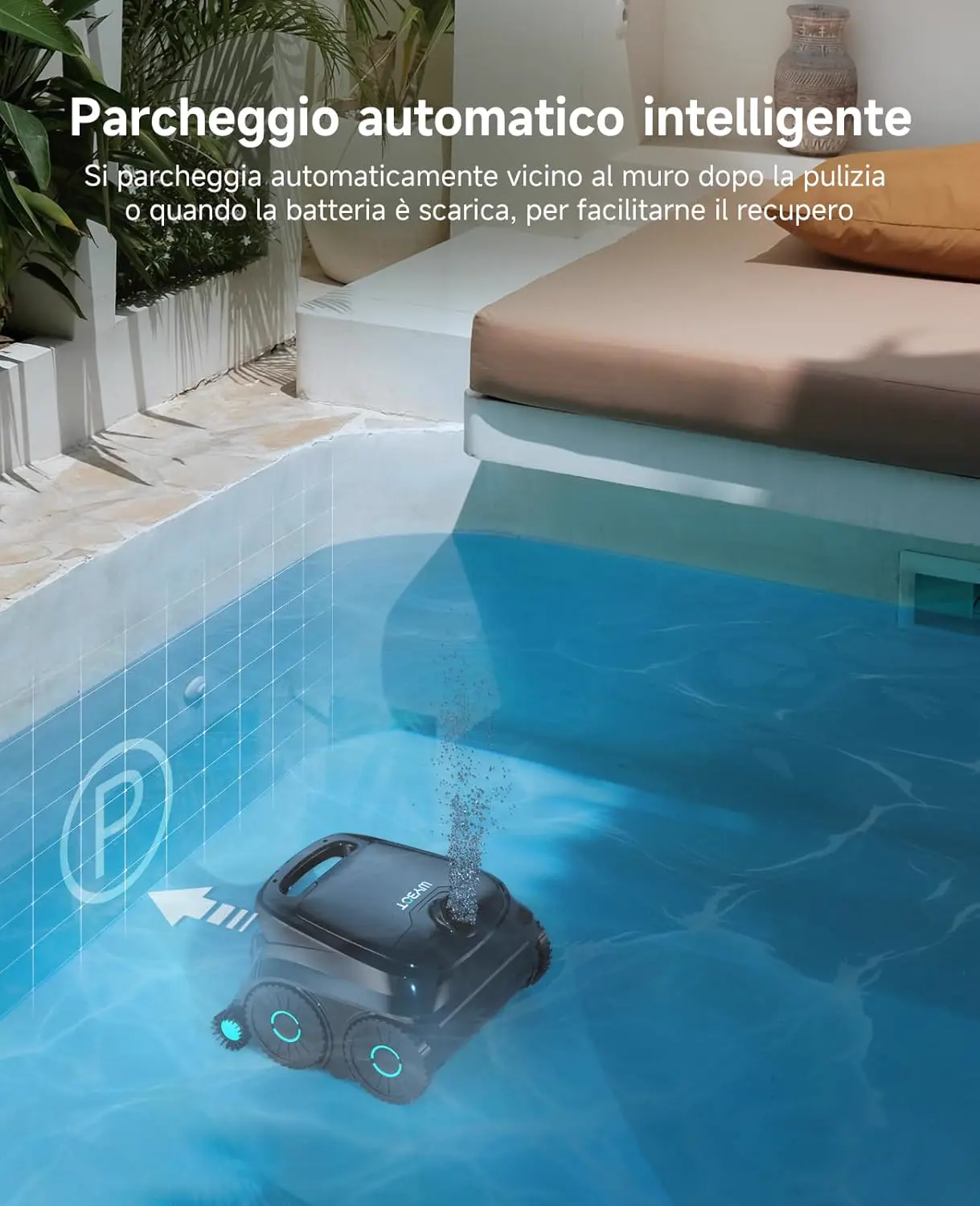 Robot piscine noir 107 m² vue 8