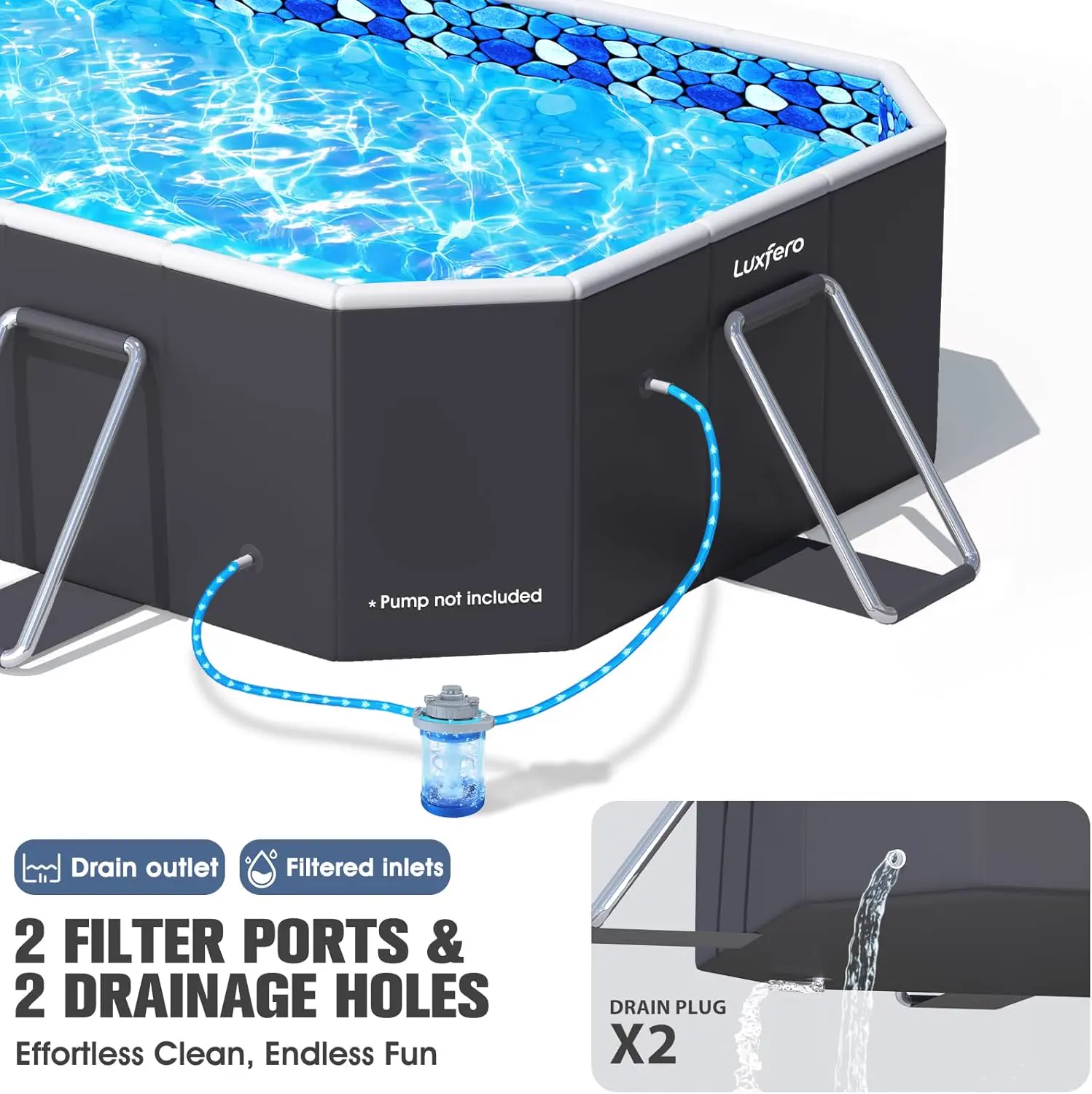 Piscine hors sol en aluminium 127 x 50 cm vue 5