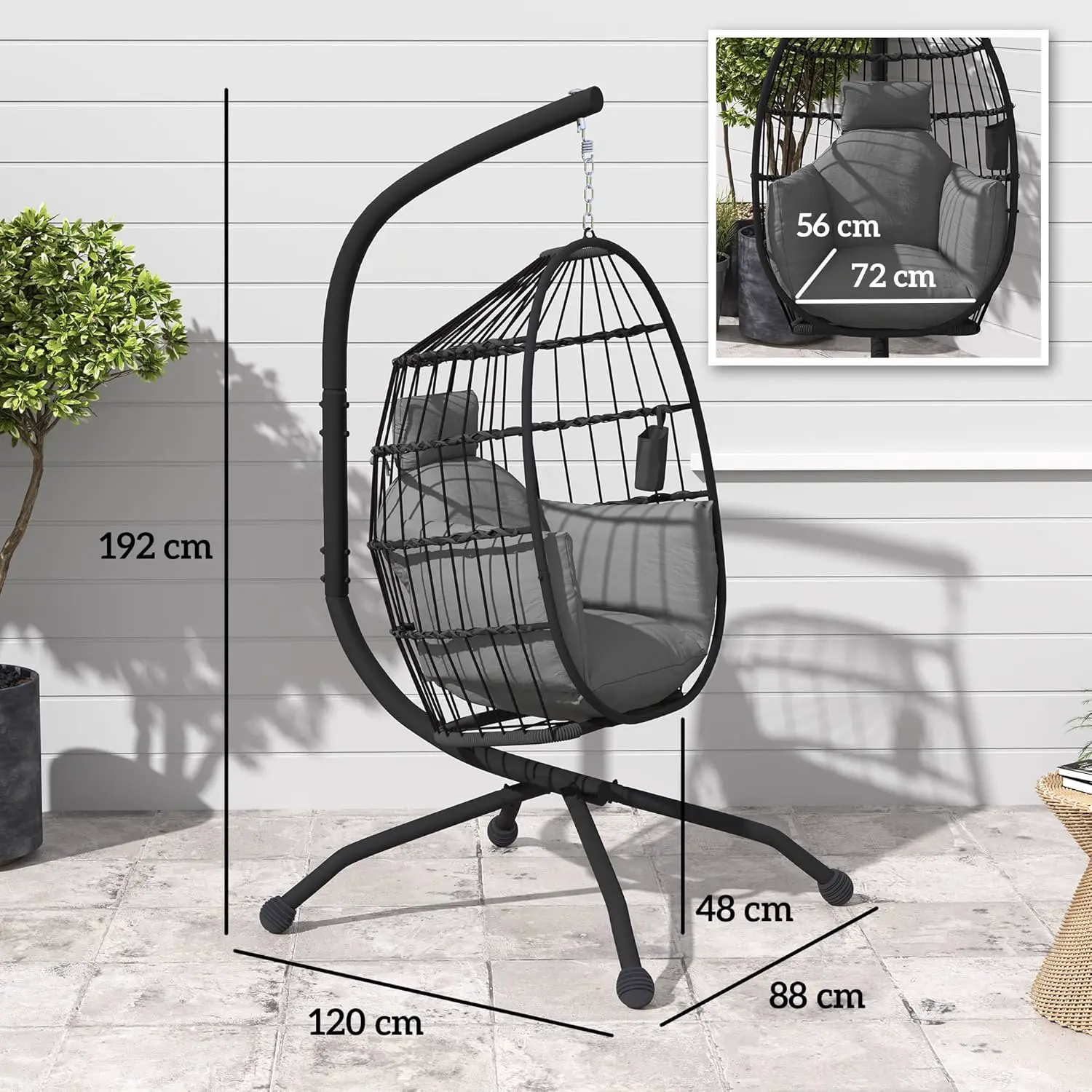 Fauteuils suspendus en acier gris vue 7