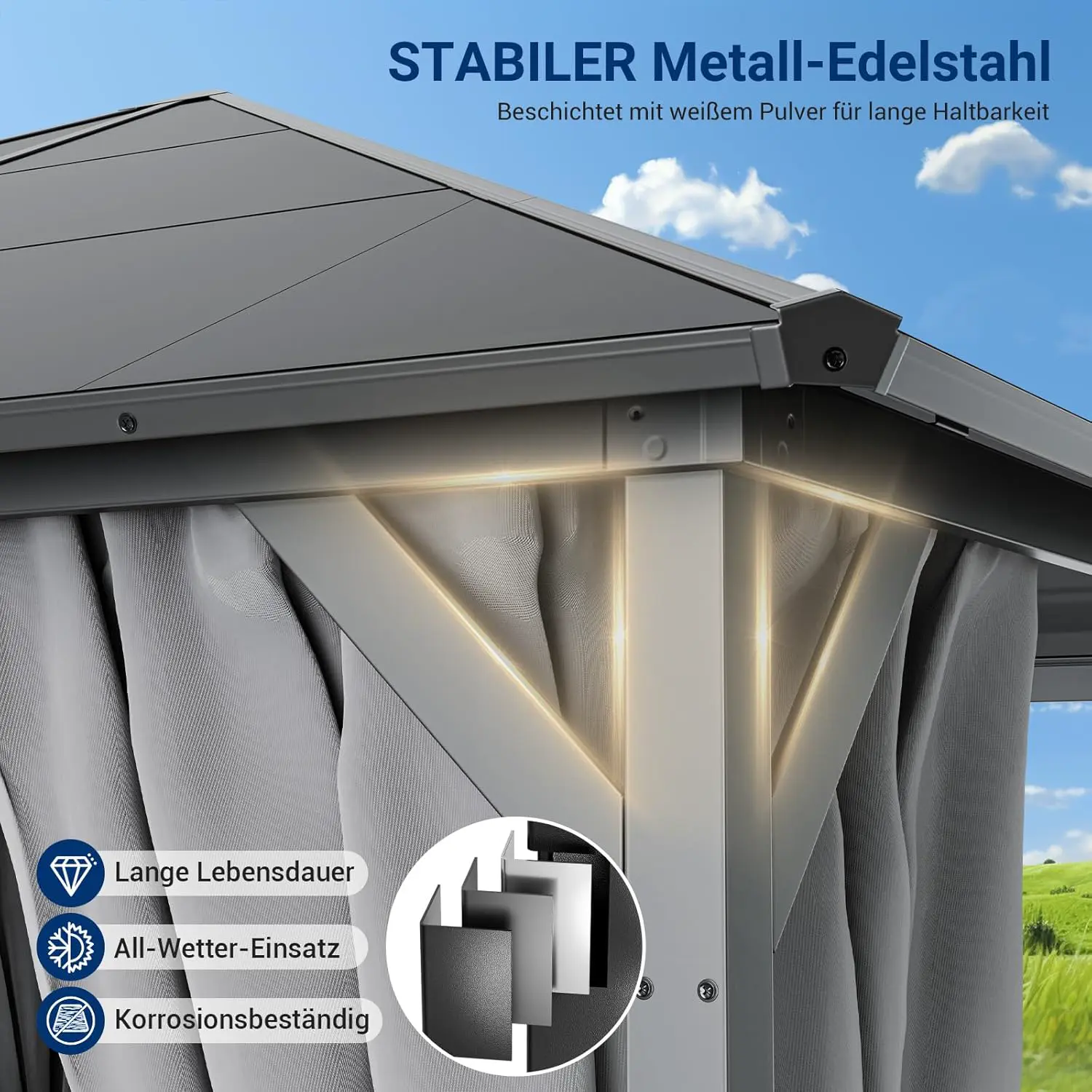 Pergola gris 12 m² vue 4