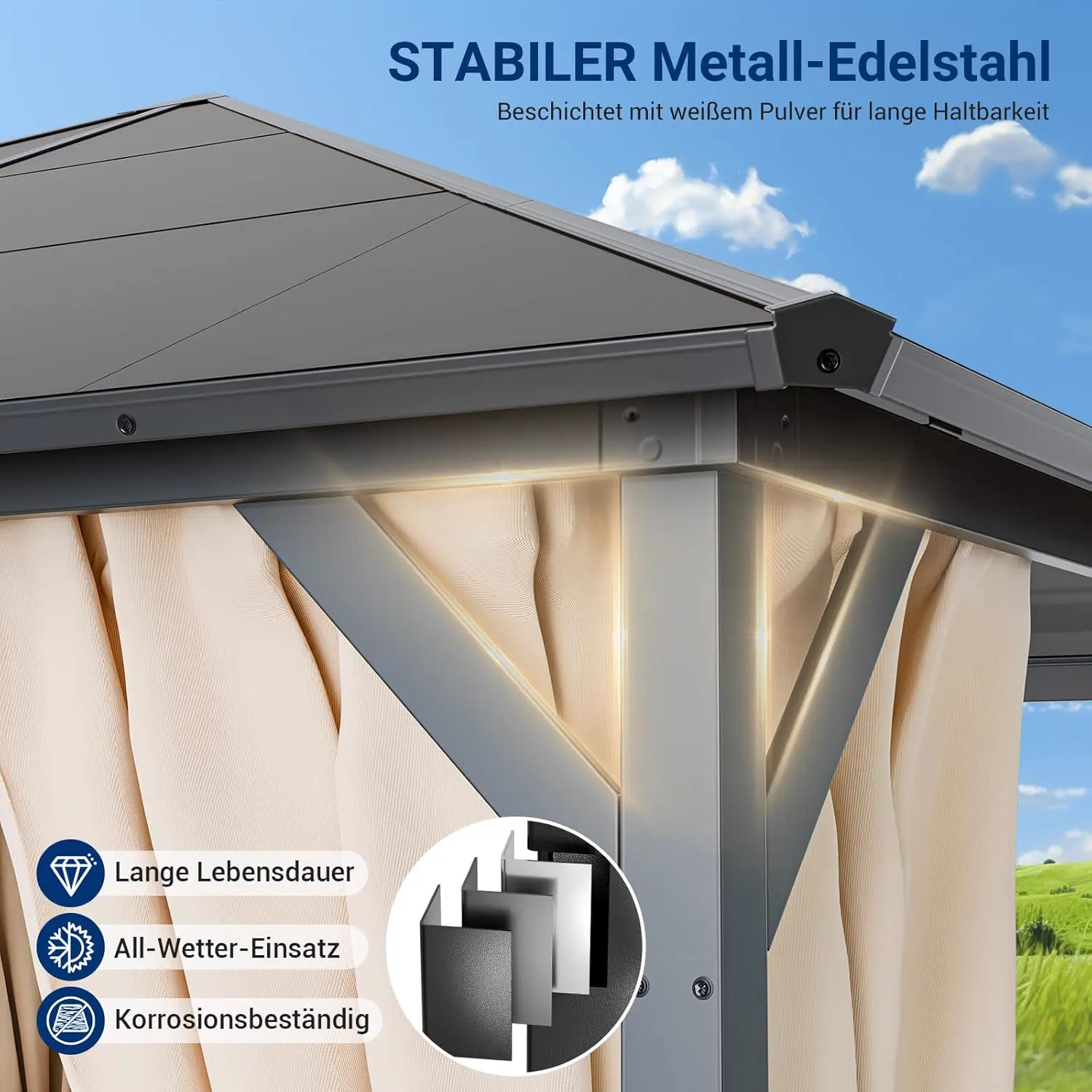 Pergola beige 12 m² vue 4