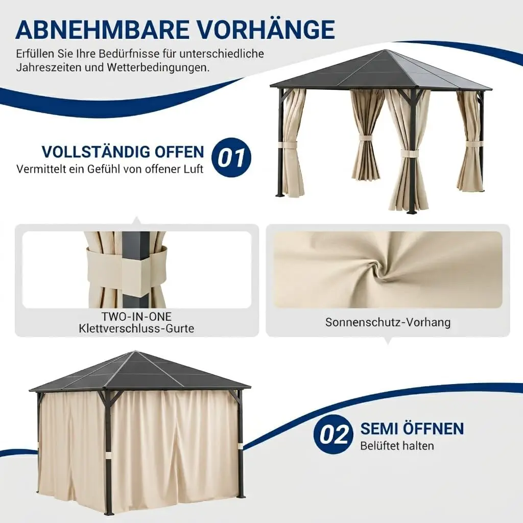 Pergola en métal beige 3x3 m vue 6