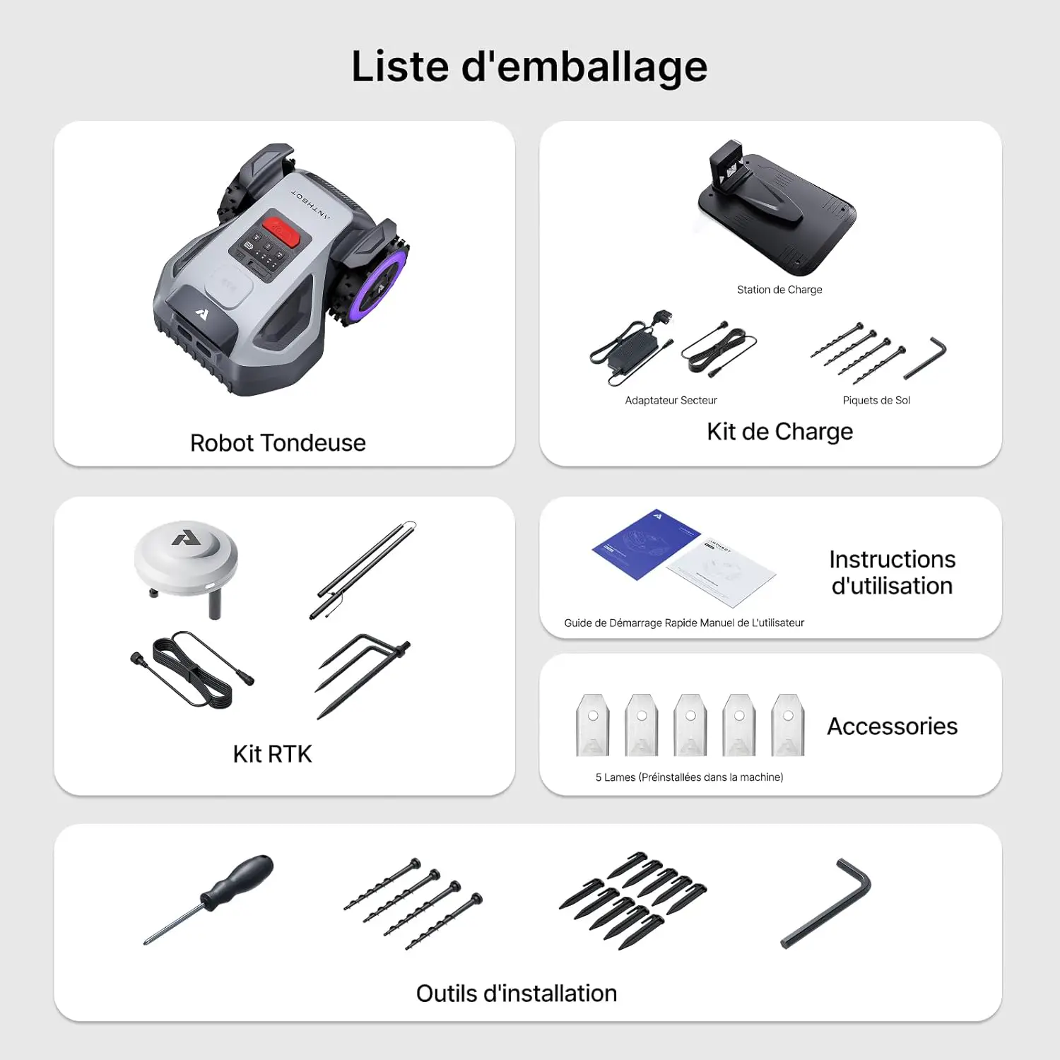 Robot tondeuse gris 500 m² vue 10