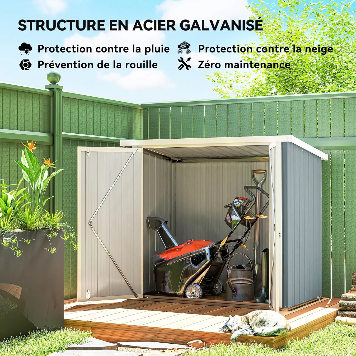 Abri de jardin en métal en acier gris 1,09 m² vue 3