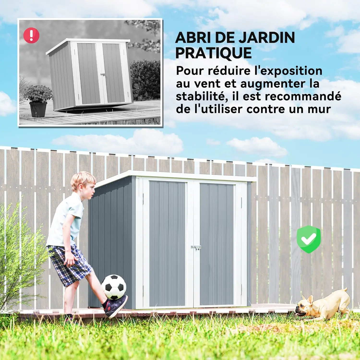 Abri de jardin en métal en acier gris 1,09 m² vue 5