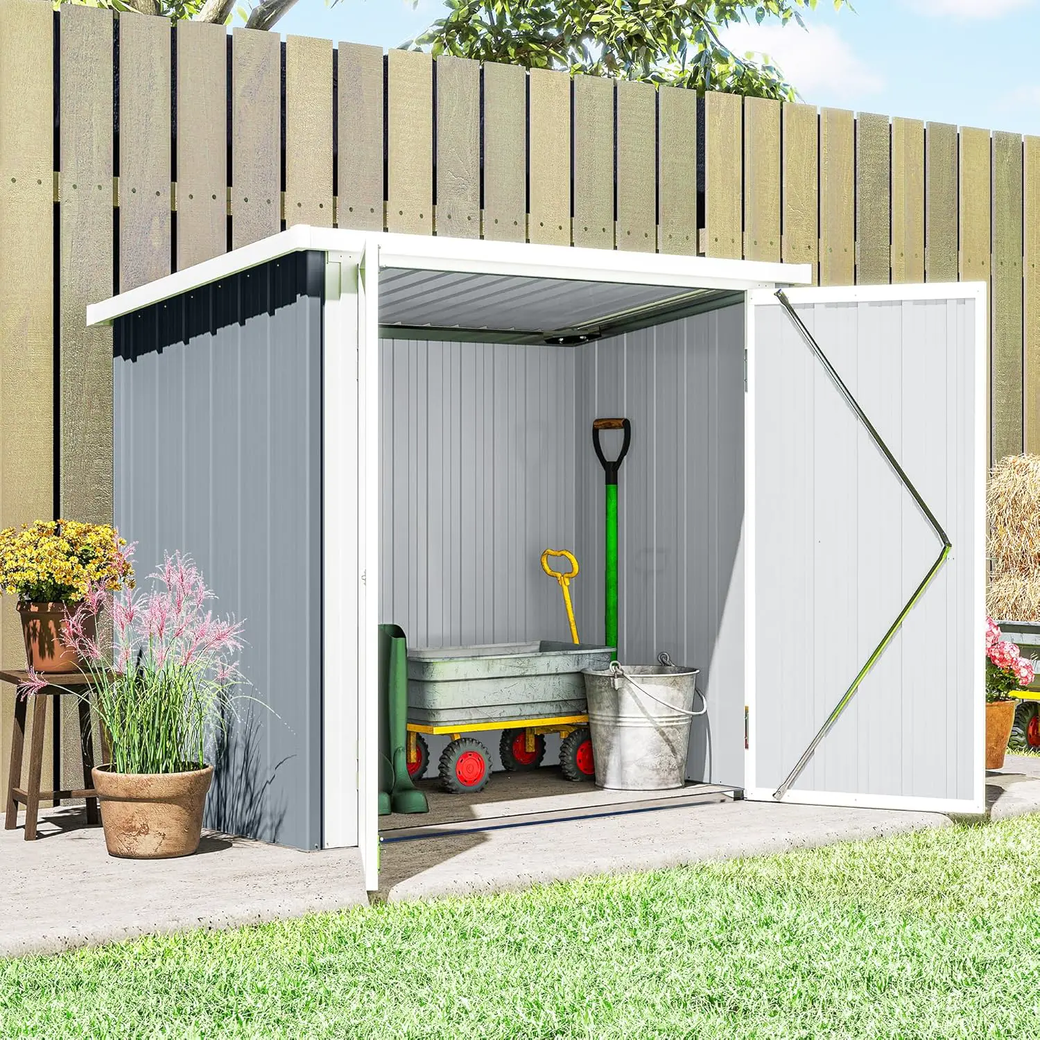Abri de jardin en métal en acier gris 1,09 m² vue 8