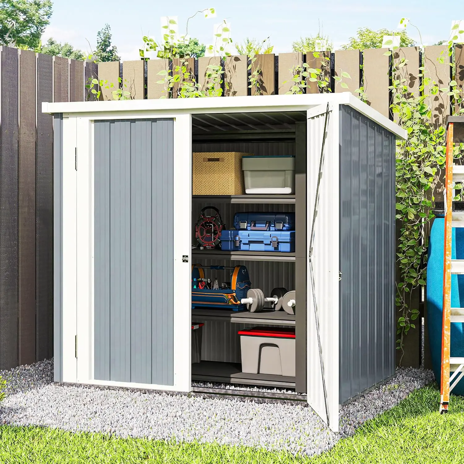 Abri de jardin en métal en acier gris 1,09 m² vue 9