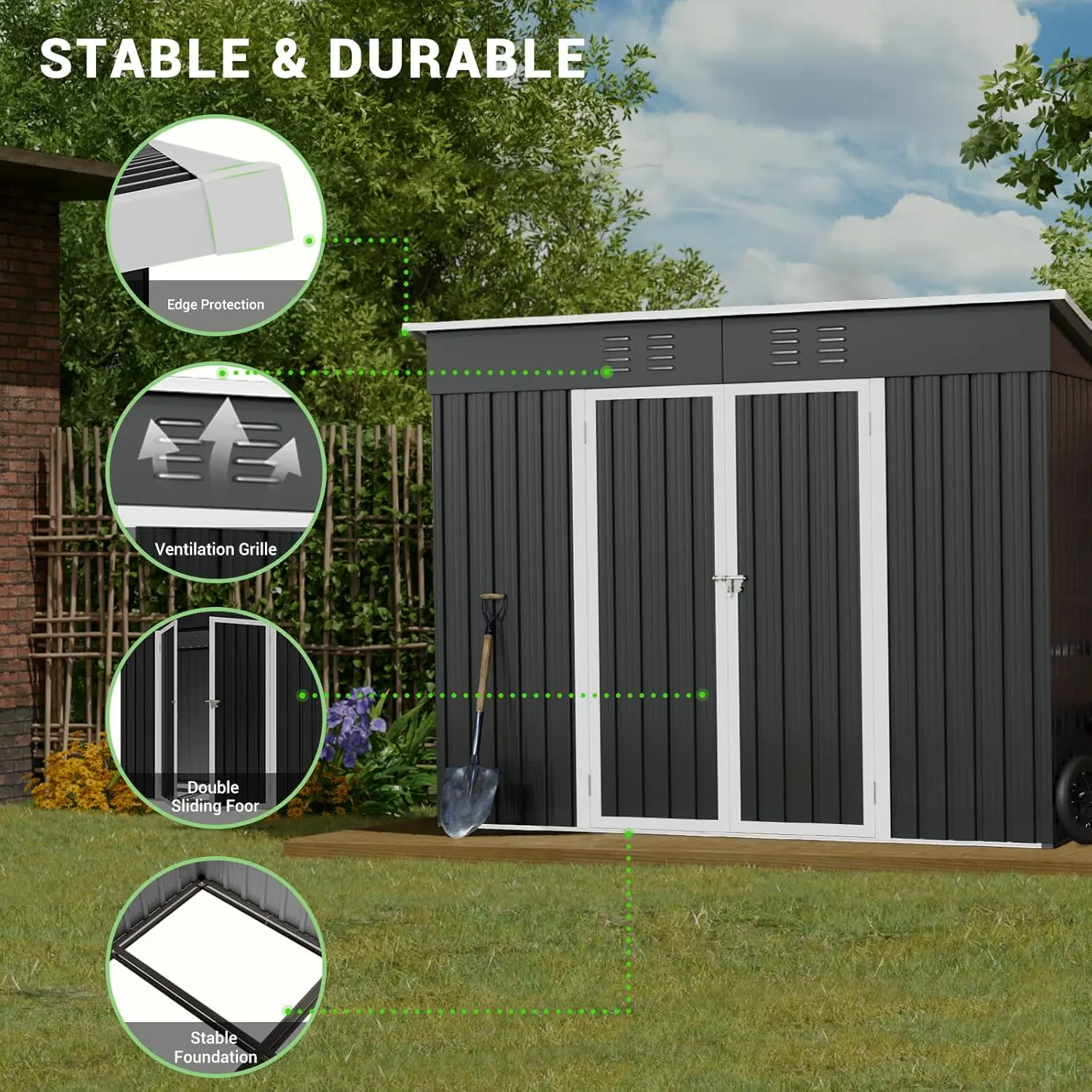 Abri de jardin en métal en métal vue 6