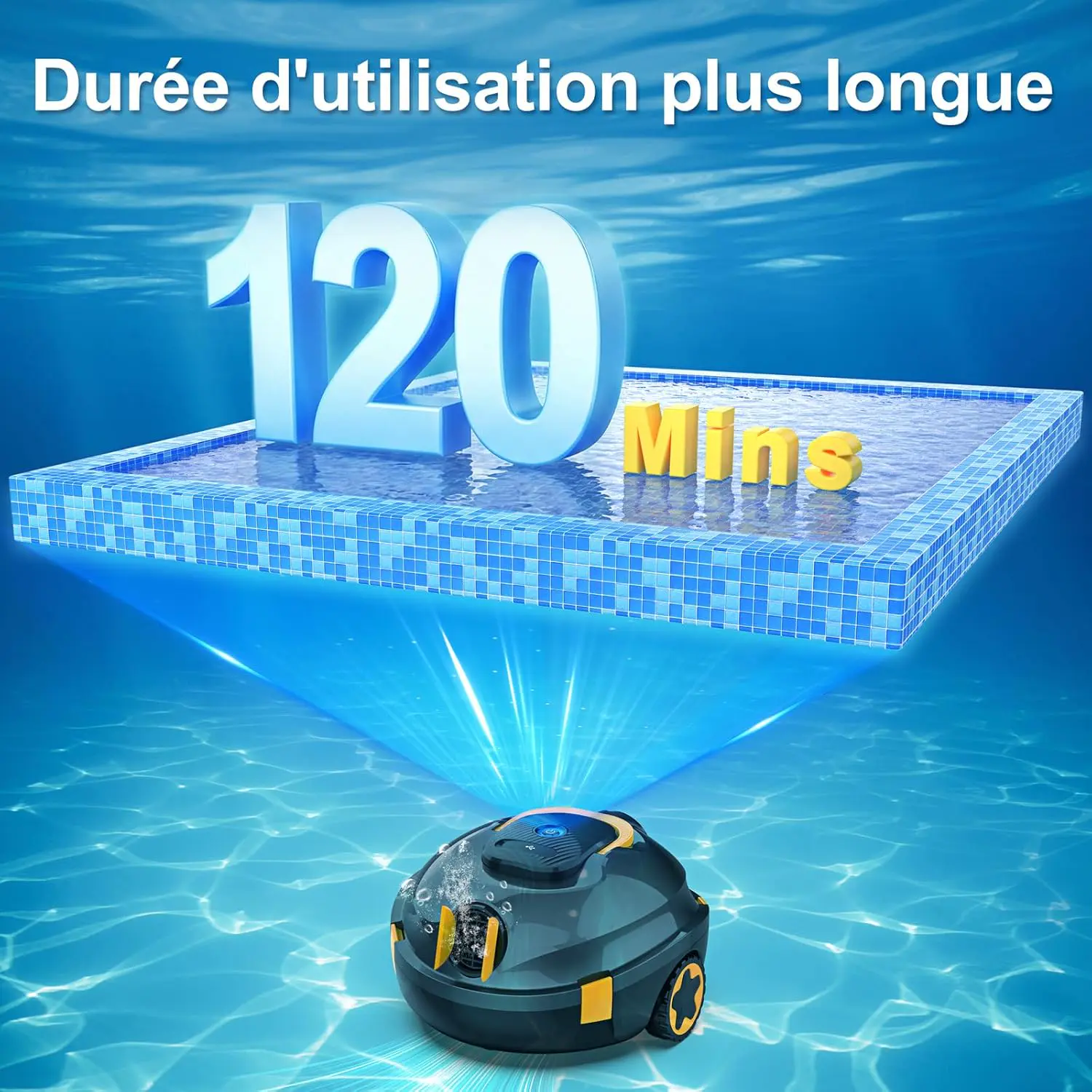 Robot piscine sable 110 m² vue 3
