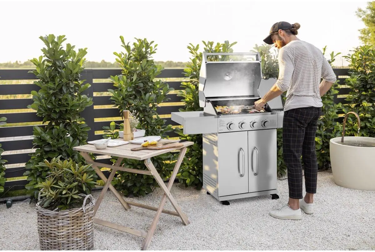 Barbecue à gaz 10 places en acier gris 0,58 x 0,43 m vue 2