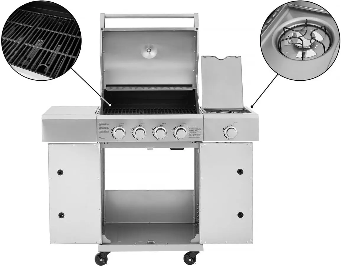 Barbecue à gaz 10 places en acier gris 0,58 x 0,43 m vue 3