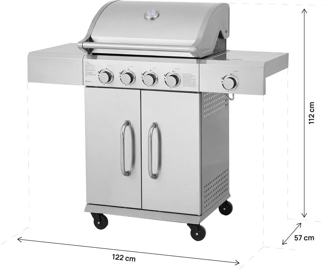Barbecue à gaz 10 places en acier gris 0,58 x 0,43 m vue 4