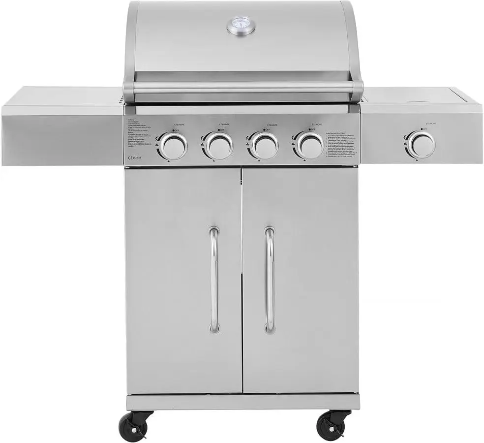 Barbecue à gaz 10 places en acier gris 0,58 x 0,43 m vue 5