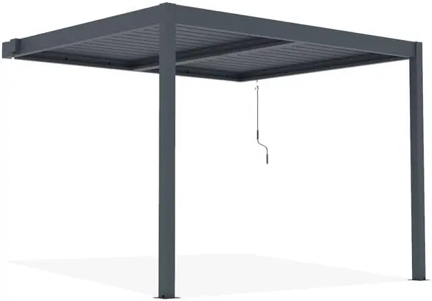 Pergola en aluminium gris 12 m² adossée vue 8