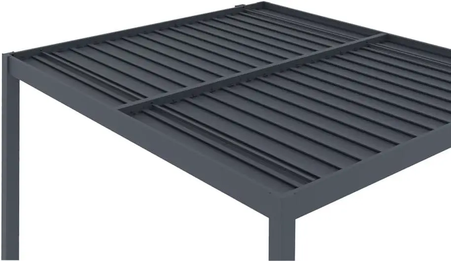 Pergola en aluminium gris 12 m² adossée vue 9
