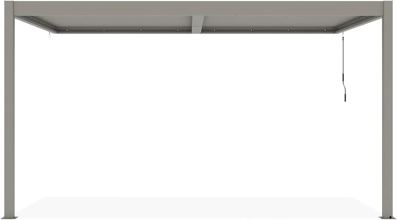 Pergola en aluminium taupe 12 m² adossée vue 4