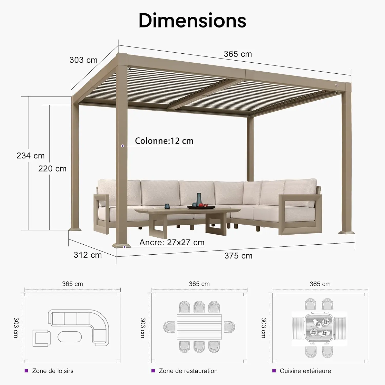 Pergola en aluminium 24 m² vue 7