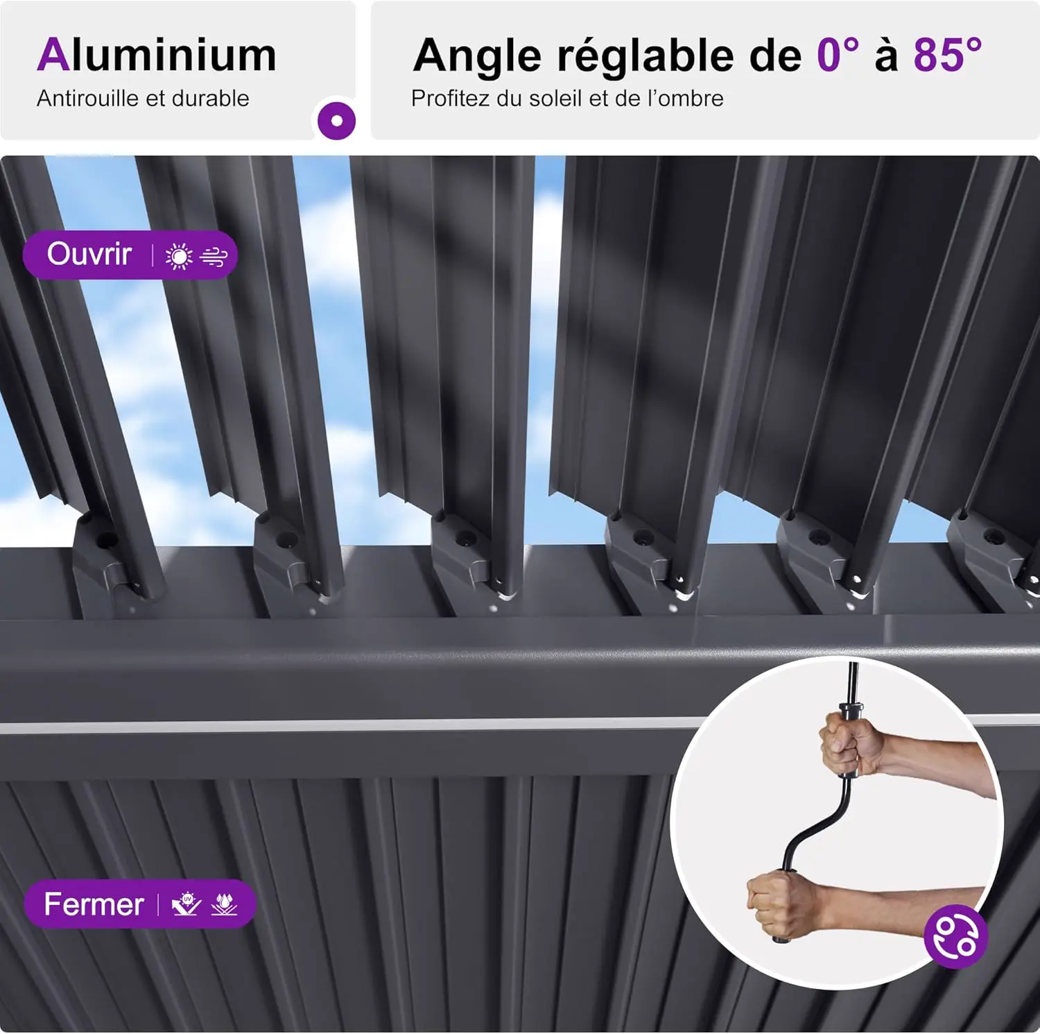 Pergola en aluminium gris 24 m² vue 4