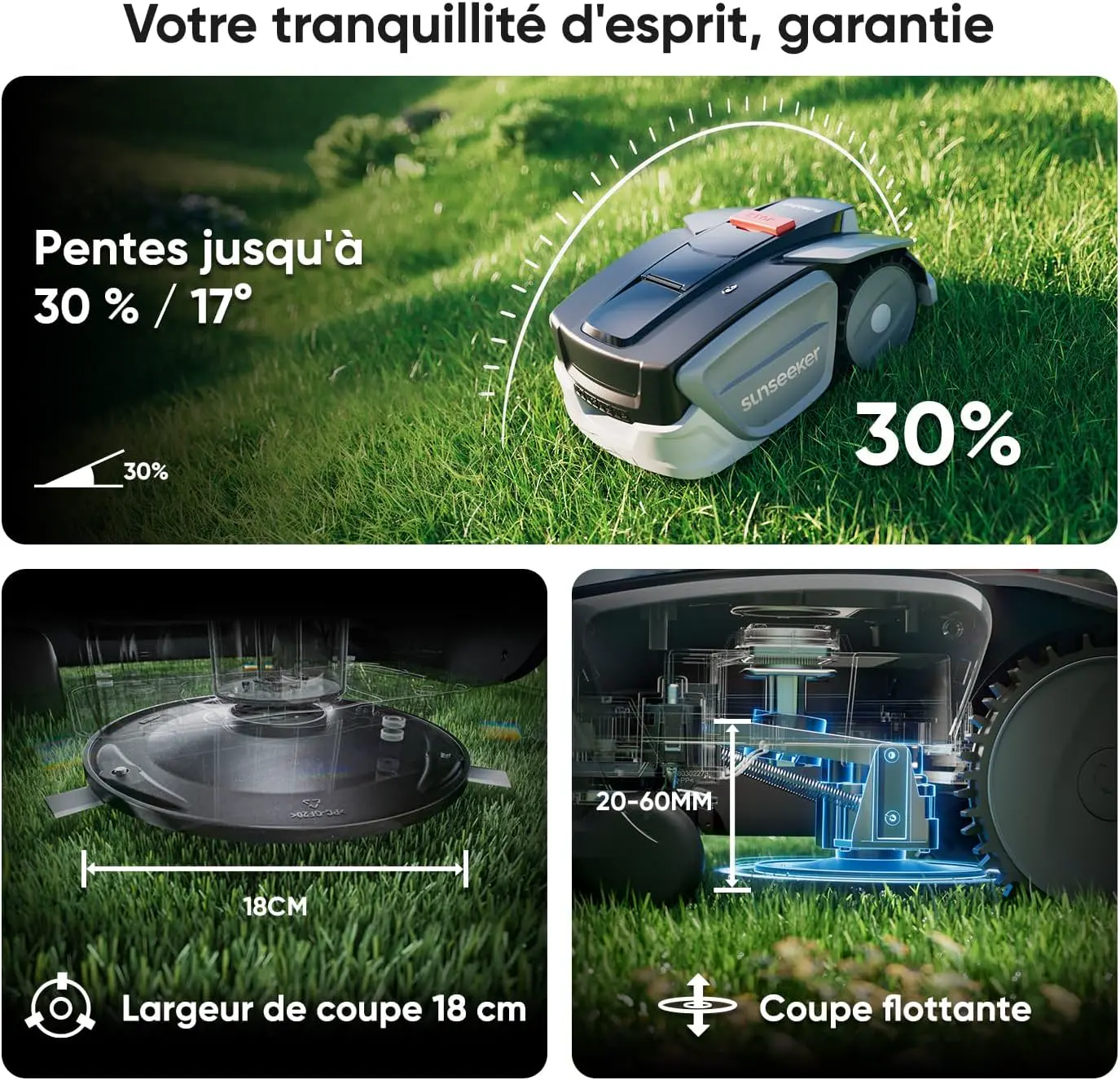 Robot tondeuse gris 800 m² vue 8