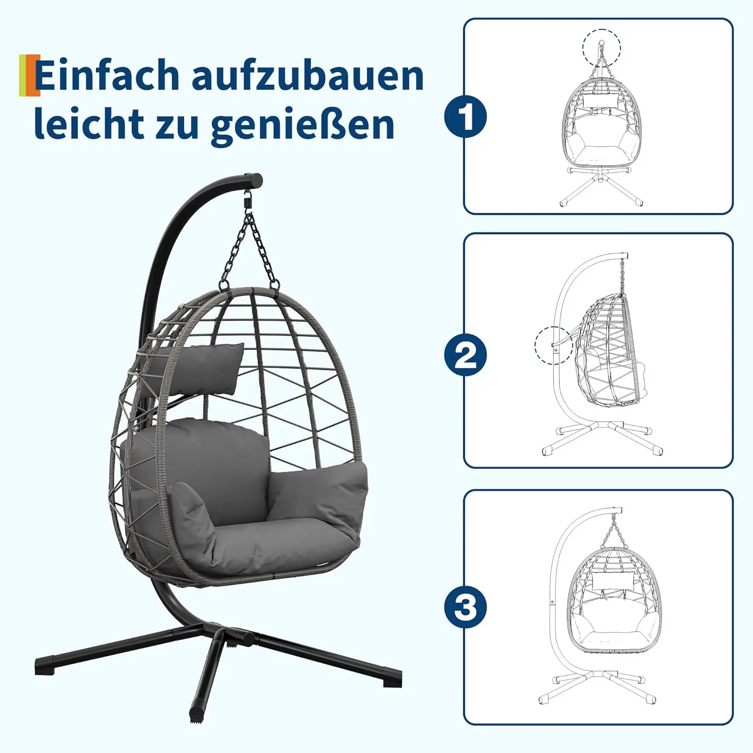 Fauteuils suspendus en rotin gris vue 5