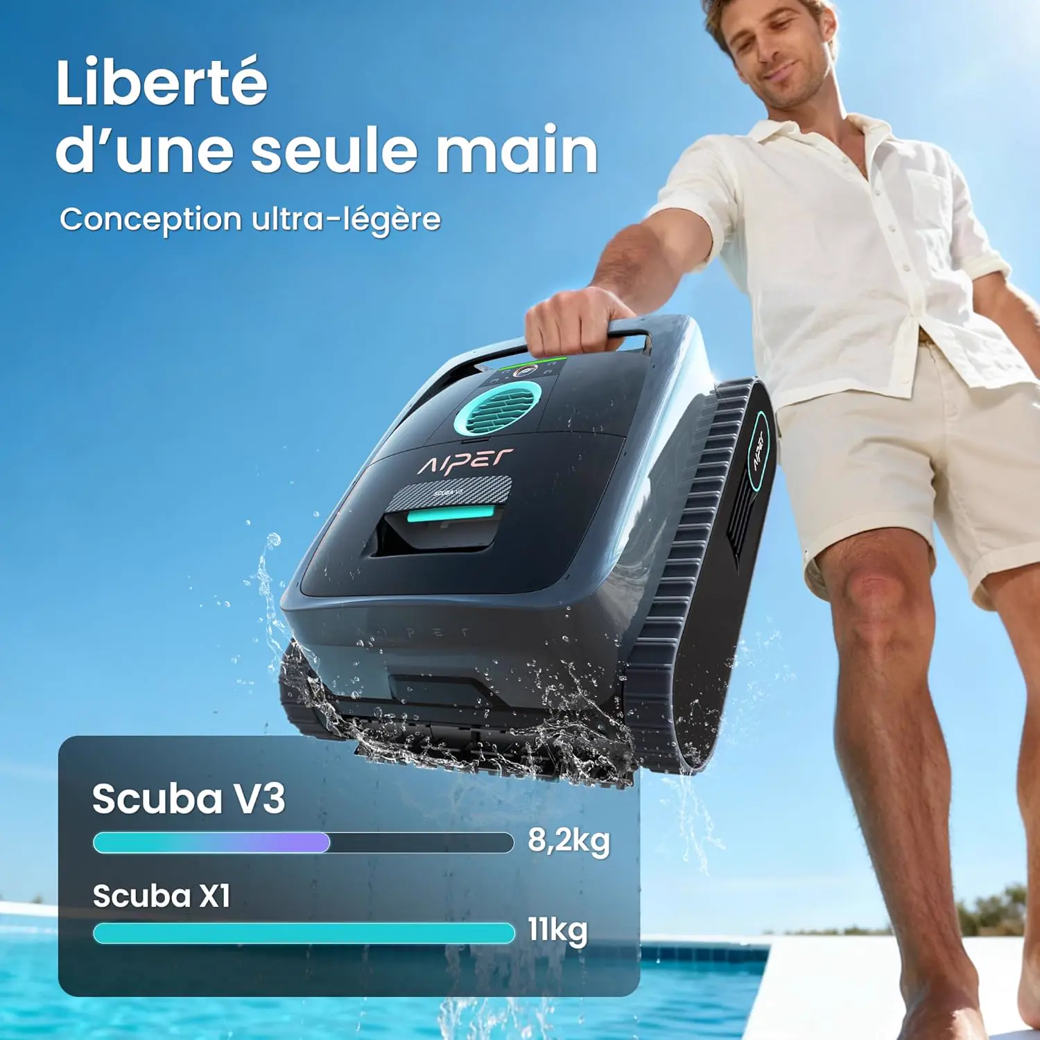 Robot piscine sable 200 m² vue 8