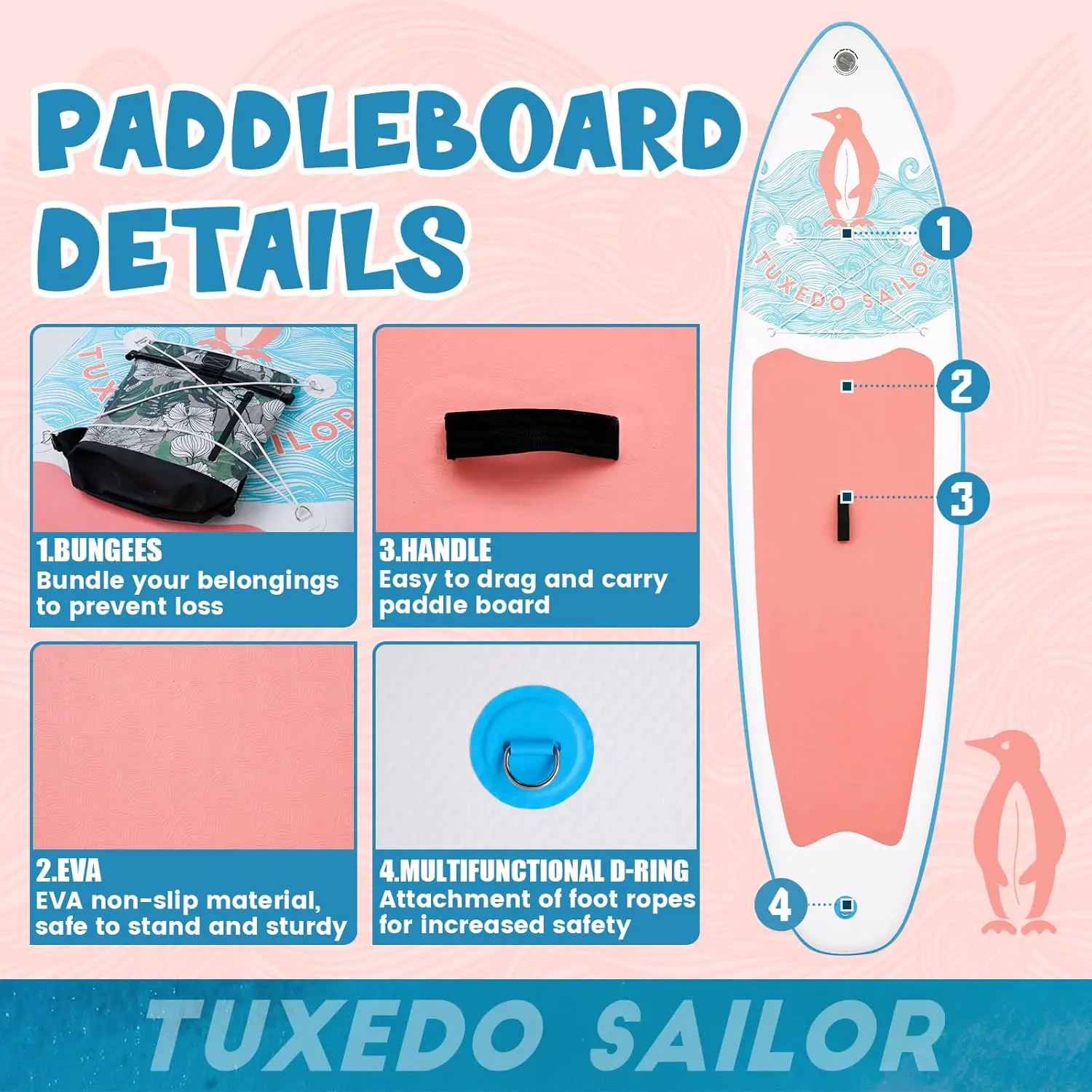 Paddle gonflable Tuxedo Sailor Paddle Gonflable Adulte vue 3