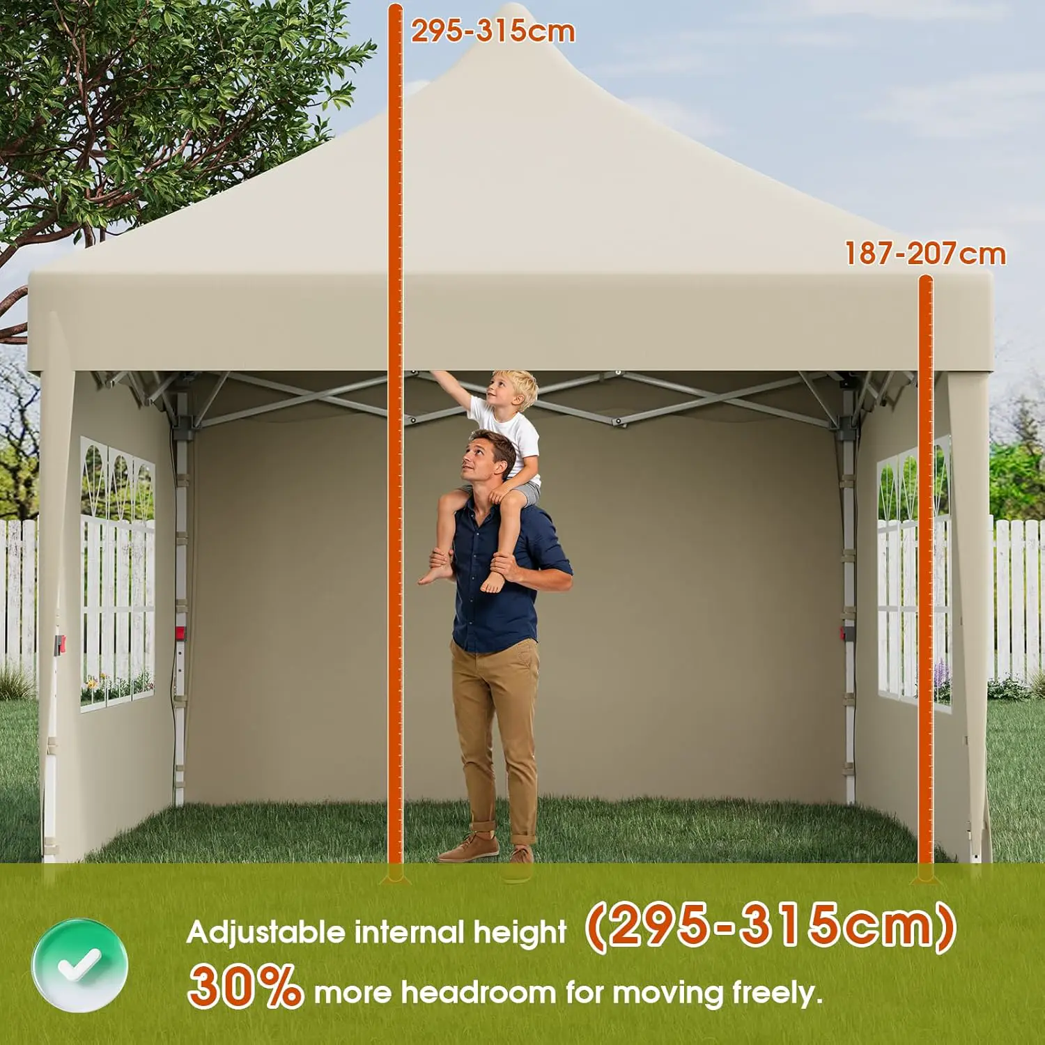 Tonnelle en métal beige 3x3m vue 3