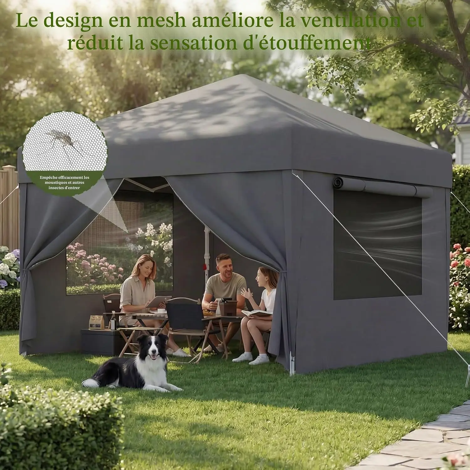 Tonnelle en métal gris 3x6m vue 2