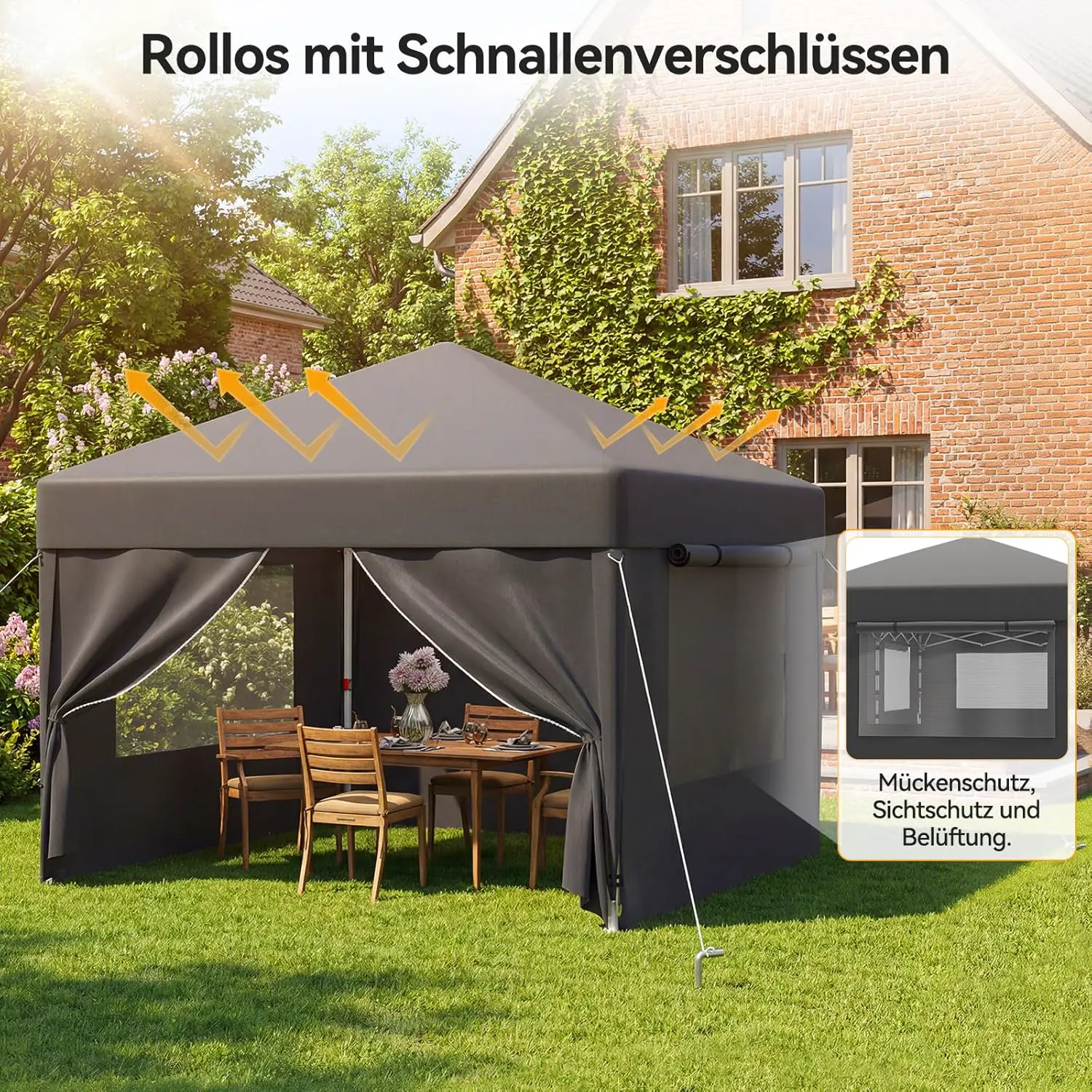 Tonnelle en métal gris 3x6m vue 3