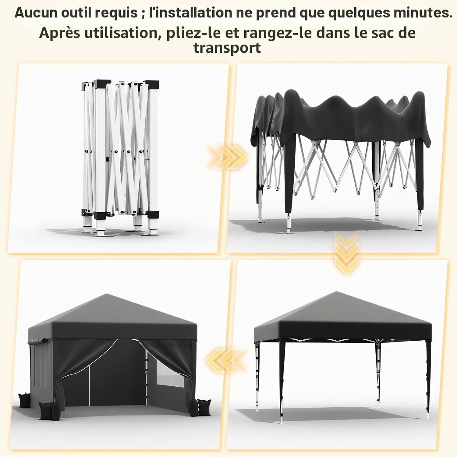 Tonnelle en métal gris 3x6m vue 5