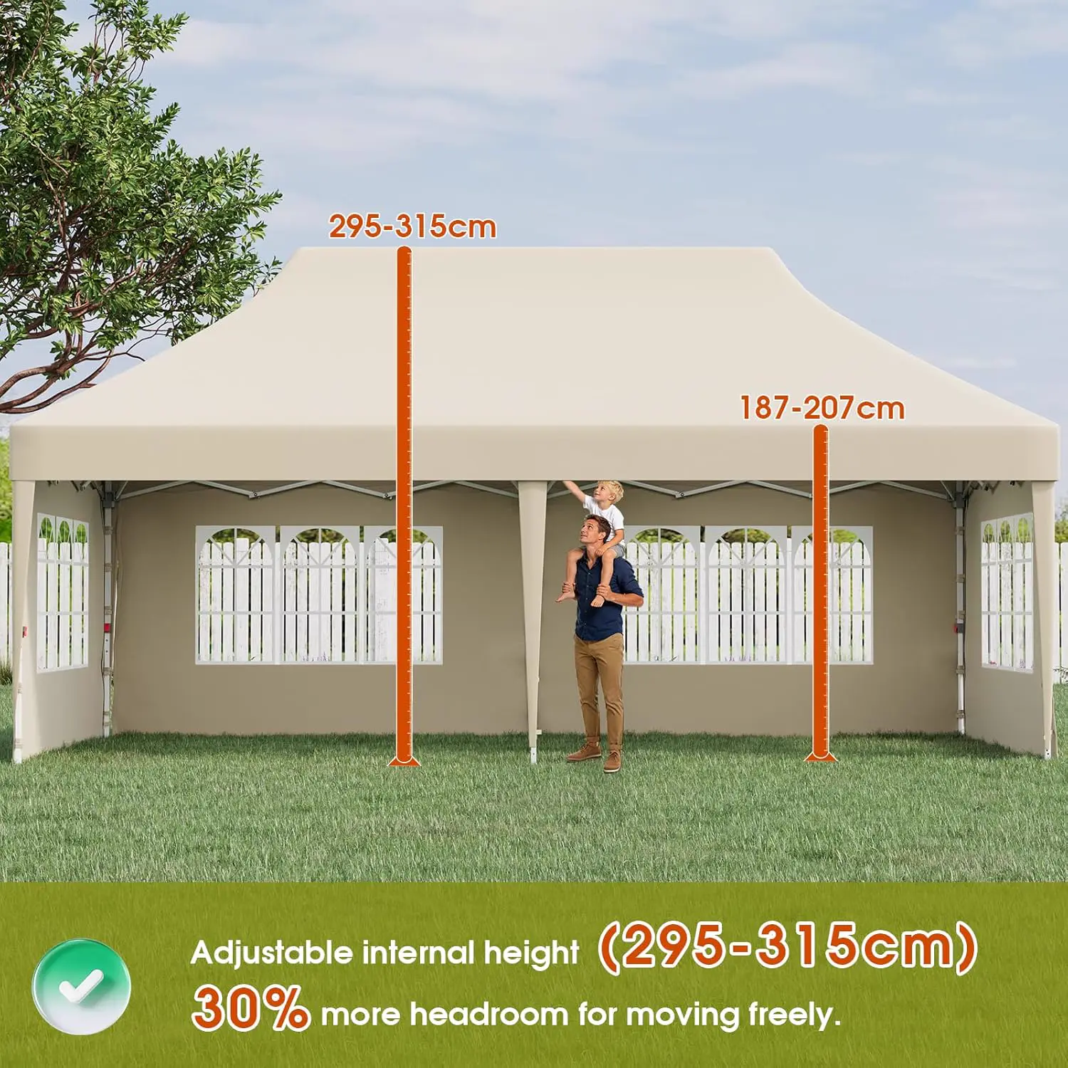 Tonnelle gris 3 x 6 m vue 3