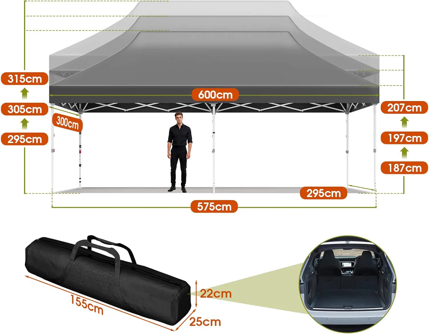 Tonnelle gris 3 x 6 m vue 5