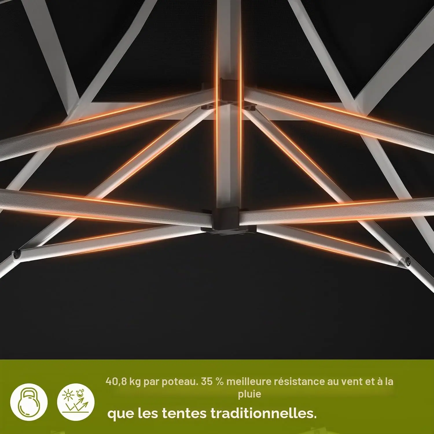 Tonnelle en aluminium gris 3x3m vue 2