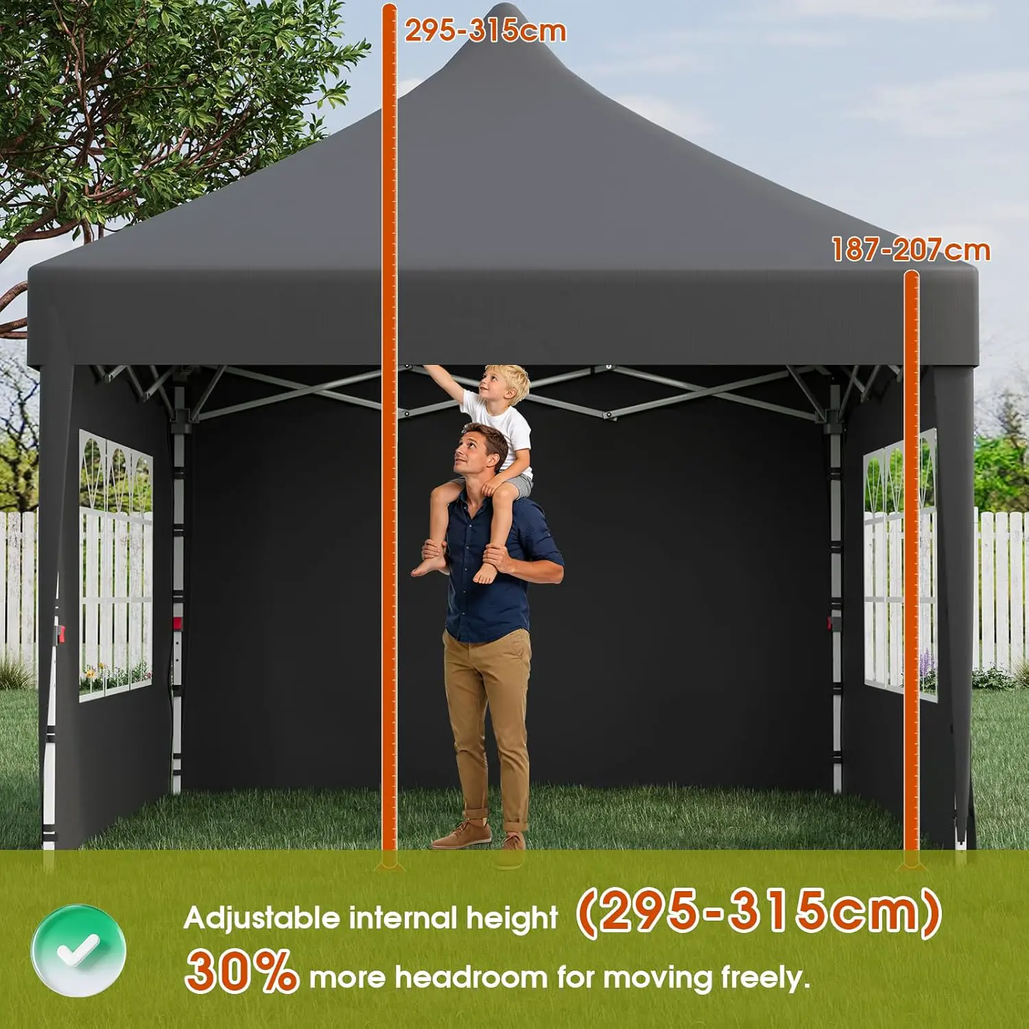 Tonnelle en aluminium gris 3x3m vue 3