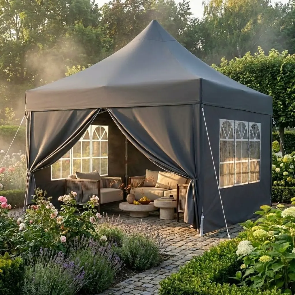 Tonnelle en aluminium gris 3x3m vue 8