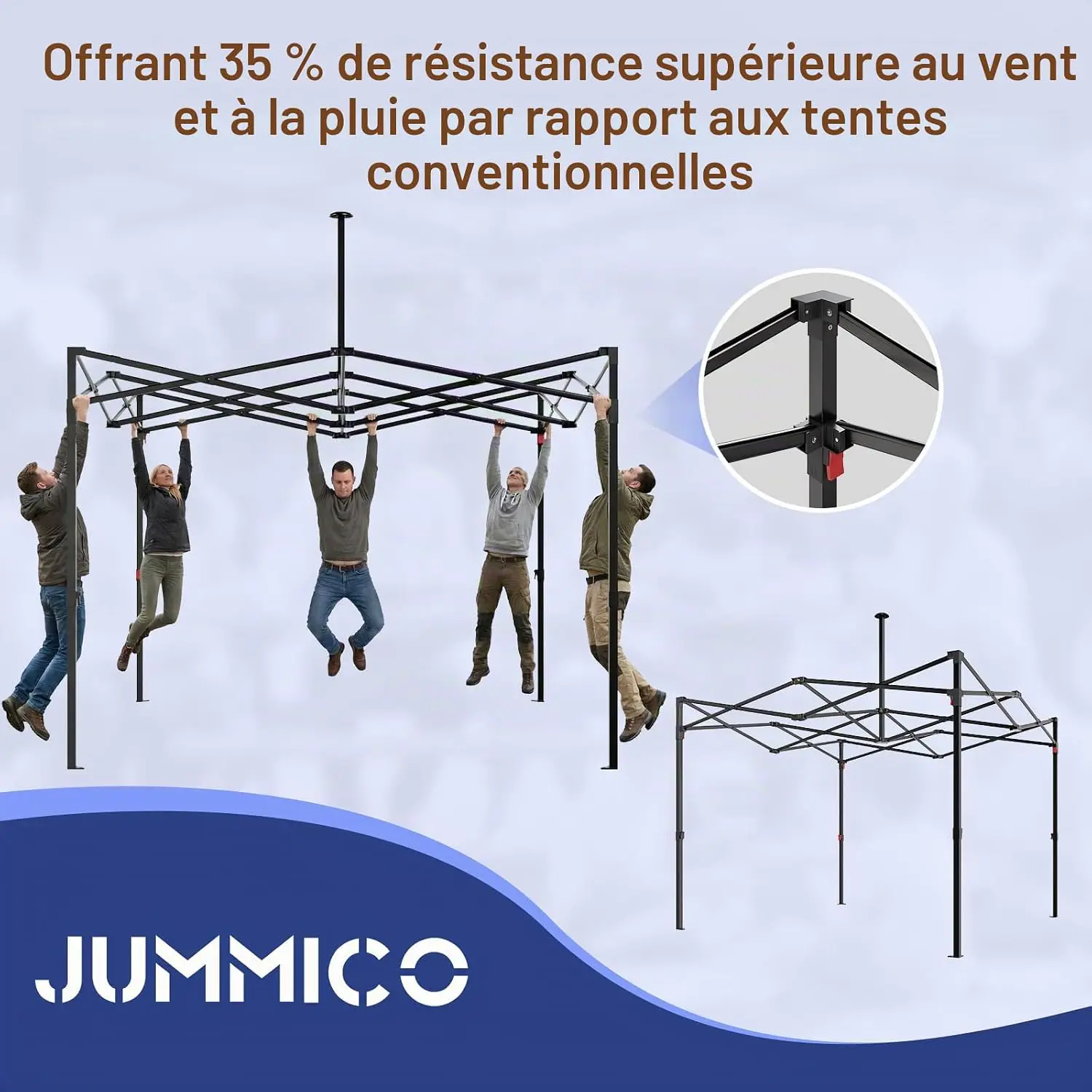 Tonnelle en métal noir 3x3m vue 2
