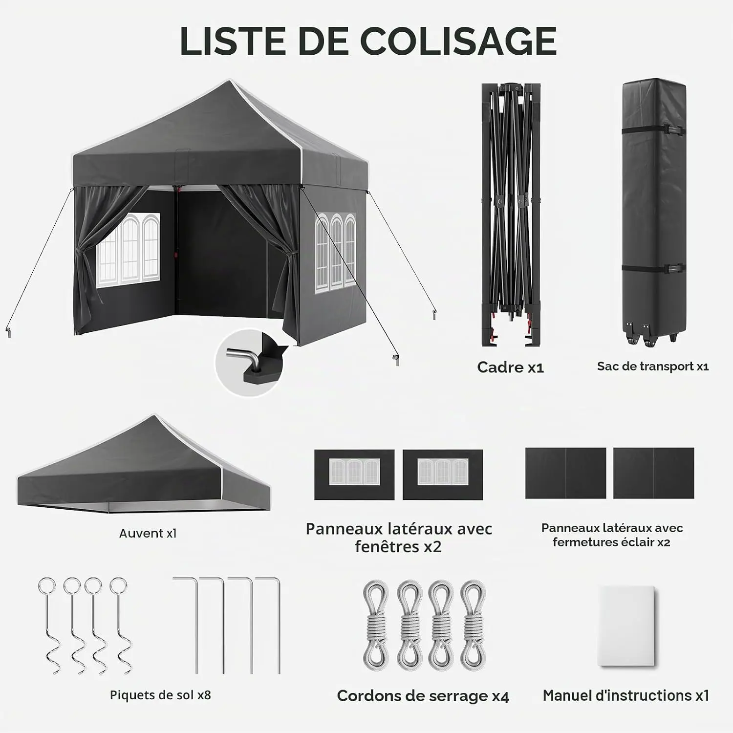 Tonnelle en métal noir 3x3m vue 6