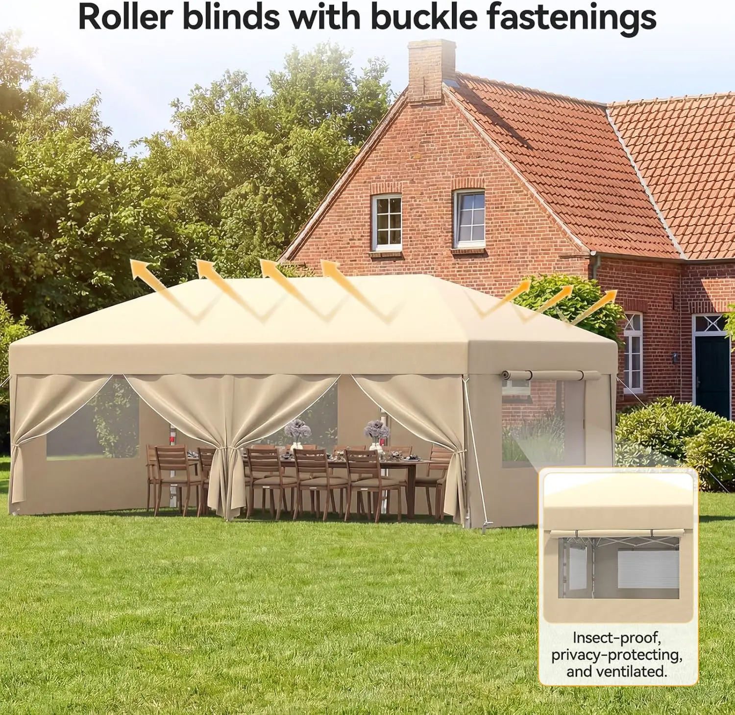 Tonnelle en métal beige 3x6m vue 2